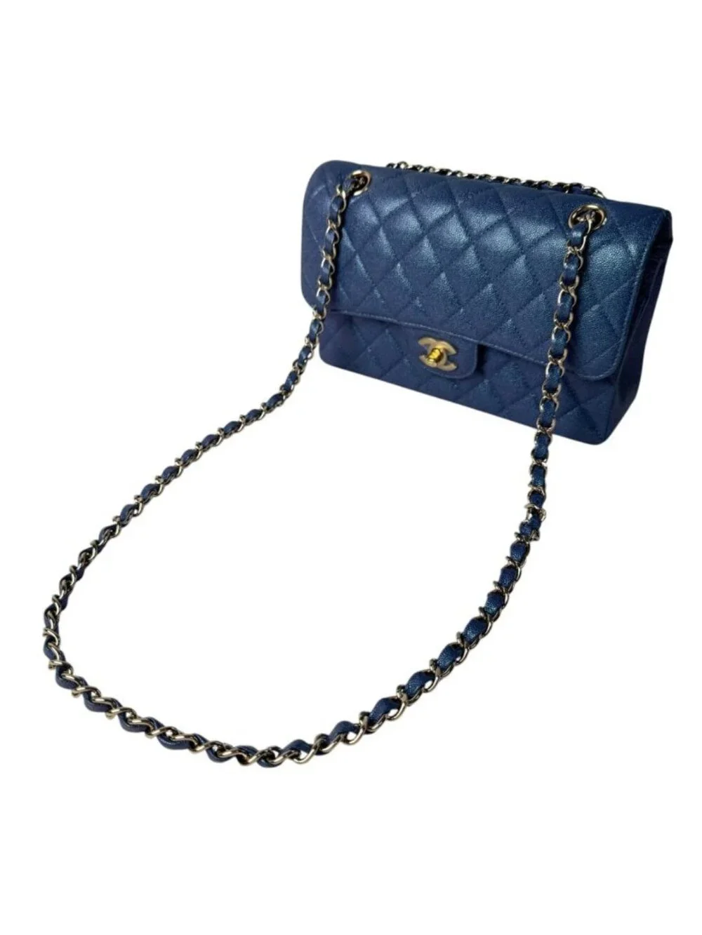 Chanel Quilted 23 Caviar Leather Double Flap Shoulder Bag